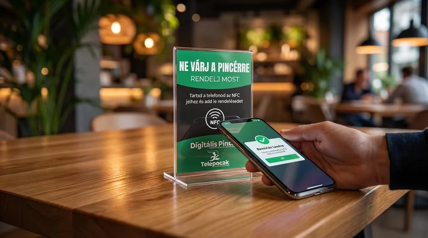Hogyan működik a Digitális Pincér – NFC-tábla érintése és rendelés a telefonról